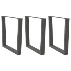 Pés para mesa de jantar em v, 3 peças, antracite, 90x (72-73,3) cm, aço