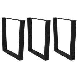 Pernas para mesa de jantar em v 3 peças, preto, 80x(72-73,3) cm, aço