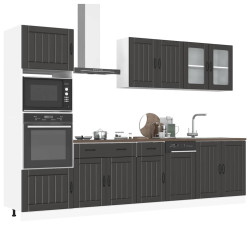 7 Peças armário de cozinha conjunto kalmar preto