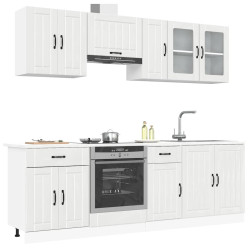 8 Peças armário de cozinha conjunto lucca branco brilhante