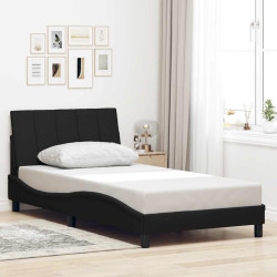 Estrutura de cama sem colchão hanko 100x200 cm tecido preto