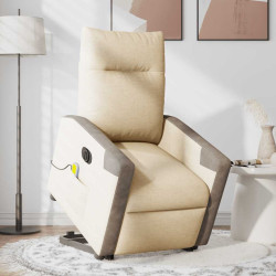 Poltrona elétrica elevatória massagens tecido creme