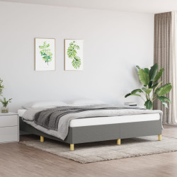 Estrutura de cama sem colchão 160x200 cm tecido cinzento-escuro