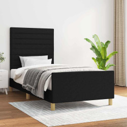 Estrutura de cama sem colchão 90x190 cm tecido preto