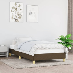 Estrutura de cama sem colchão 80x200 cm tecido castanho-escuro