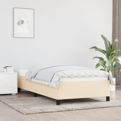 Estrutura de cama sem colchão 90x190 cm tecido creme