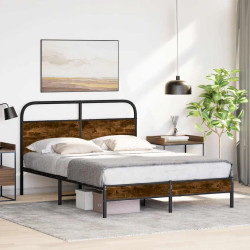 Estrutura de cama s/ colchão derivados madeira carvalho fumado