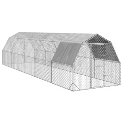 Corrida de galinhas com telhado 2,5x10x2,25 m aço galvanizado