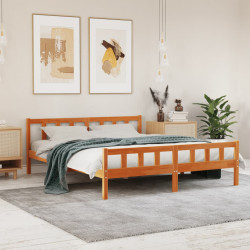 Cama sem colchão 160x200 cm madeira pinho maciço castanho-mel