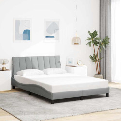 Estrutura de cama sem colchão hanko 140x200 cm tecido cinzento-claro