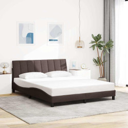 Estrutura de cama sem colchão hanko 160x200 cm tecido castanho-escuro