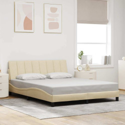 Estrutura de cama sem colchão hanko 160x200 cm tecido cor creme