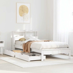 Cama com estante sem colchão 100x200 cm pinho maciço branco