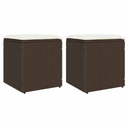 Bancos jardim com almofadas 2 unid 40x40x43 cm vime PE castanho