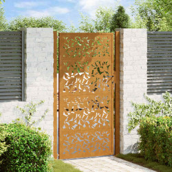 Portão de jardim 100x200 cm com design de folha de aço resistente às intempéries