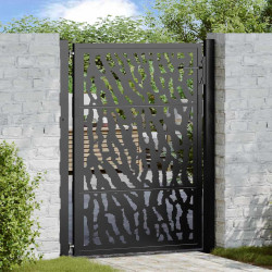 Portão de jardim preto 100x125 cm aço com design de rastros