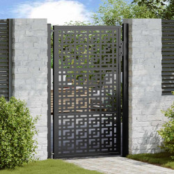 Portão de jardim preto 100x150 cm aço design em cruz