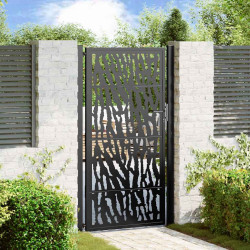 Portão de jardim preto 100x175 cm aço com design de rastros