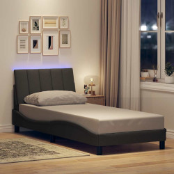 Estrutura de cama sem colchão hanko 90x200 cm tecido cinzento-escuro