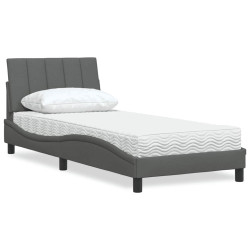 Cama com colchão hanko 90x190 cm tecido cinzento-escuro