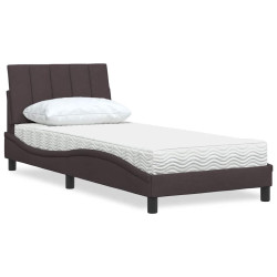 Cama com colchão hanko 90x200 cm tecido castanho-escuro