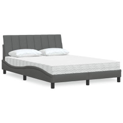 Cama com colchão hanko 140x190 cm tecido cinzento-escuro
