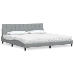 Cama com colchão hanko 200x200 cm tecido cinzento-claro