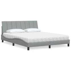 Cama com colchão hanko 160x200 cm tecido cinzento-claro