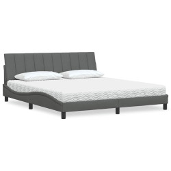 Cama com colchão hanko 180x200 cm tecido cinzento-escuro