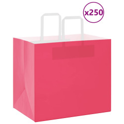 Sacos de papel 250 unid com alças rosa 32x22x28 cm
