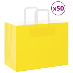 Sacos de papel 50 unid com alças amarelo 32x17x25 cm