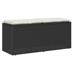 Banco de jardim com almofadão 110x40x44 cm vime PE preto