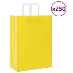 Sacos de papel 250 unid com alças amarelo 32x17x44 cm
