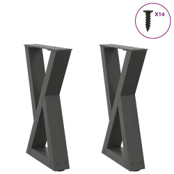 Pés para mesa de centro 2 peças antracite 28x(42-43,3) cm aço