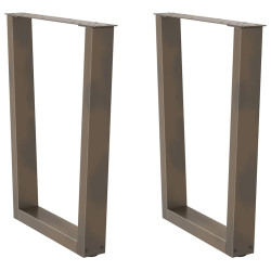 Pés para mesa de jantar em formato de v, 2 peças, aço natural, 70x(72-73,3) cm, aço