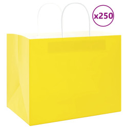 Sacos de papel 250 unid com alças amarelo 32x22x24 cm
