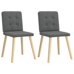 Cadeiras de jantar 2 pcs tecido cinzento-escuro