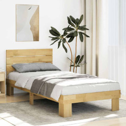 Estrutura cama cabeceira sem colchão 75x190 cm maciça carvalho