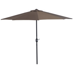 Guarda-sol 269x138x236 cm com manivela e forma semicircular de poliéster 180 g/m² para jardim, terraço, piscina e café