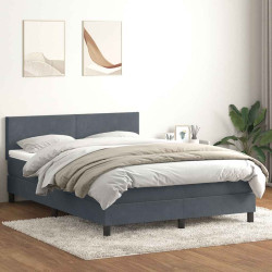 Cama box spring c/ colchão e LED 160x210 cm veludo cinzento-escuro