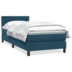 Cama com molas/colchão 80x220 cm veludo azul-escuro