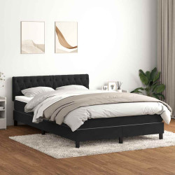 Cama box spring c/ colchão e LED 160x210 cm veludo preto