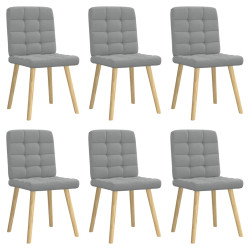 Cadeiras de jantar 6 pcs tecido cinzento-claro
