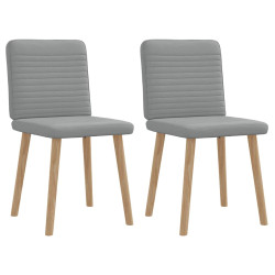 Cadeiras de jantar 2 pcs tecido cinzento-claro