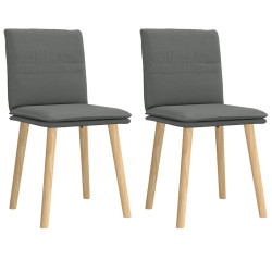 Cadeiras de jantar 2 pcs tecido cinzento-escuro