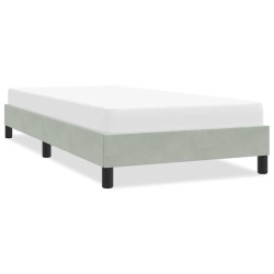 Estrutura de cama sem colchão 100x220 cm veludo cinzento-claro