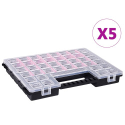 Caixas com divisórias ajustáveis 5 pcs 385x283x50 mm plástico