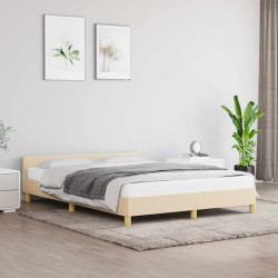 Estrutura de cama sem colchão 140x190 cm tecido cor creme