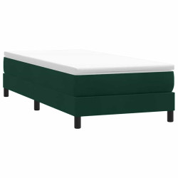 Box cama de molas sem colchão verde escuro 100x210 cm veludo