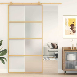 Porta deslizante 102,5x205 cm vidro esg fosco/alumínio dourado